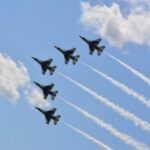 four fighter planes in mid air