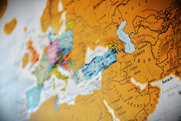 Close-up view of a vintage world map